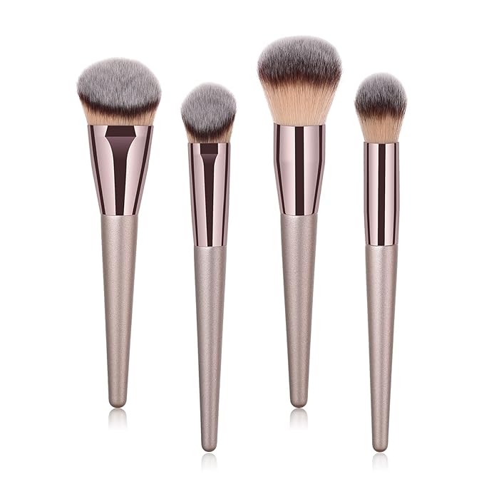 4pcs Professional Makeup Brush Set, Premium Synthetic Liquid Foundation Brush Blending Powder Tapered Kabuki Makeup Brushes Cosmetics Applicator-VivaGrace Women