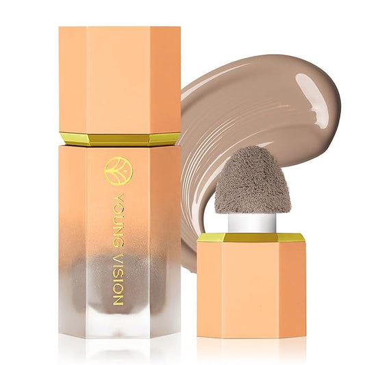 Liquid Contour Stick Makeup - Cream Face Contour Wand with Cushion Applicator, Natural Matte Long Lasting Creamy Bronzer Contour, Lightweight Silky Blendable (#02 SOFT TAN)-VivaGrace Women