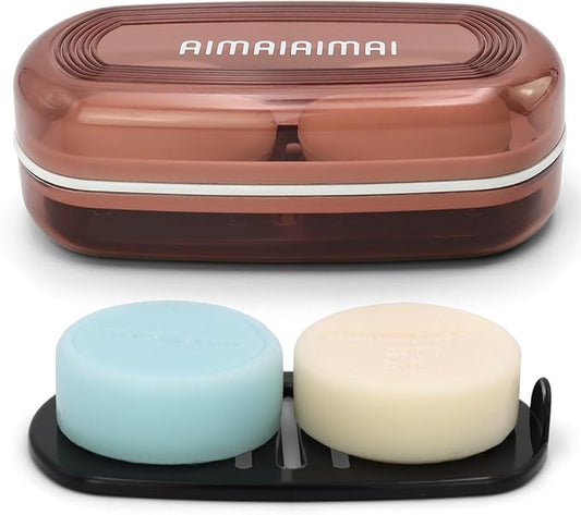 Shampoo Bar Holder, Large Soap Holder for 5 oz/10 oz Oversized Bars, Durable & Versatile Storage Soap Container with Drainage Layer (1 Pack, Red Style A-Large)-VivaGrace Women