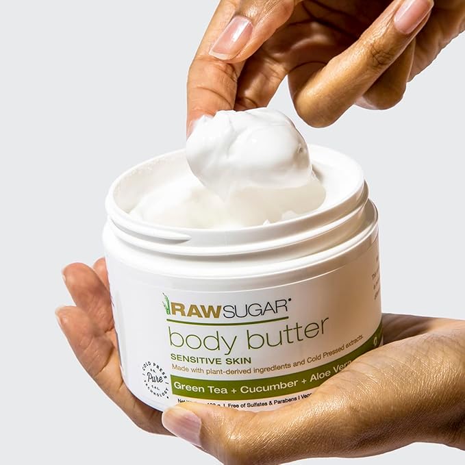 Raw Sugar Green Tea + Cucumber + Aloe Vera Body Love Bundle - Sensitive Skin Body Wash, Body Scrub & Body Butter, Clean Ingredients, Formulated without Sulfates and Parabens-VivaGrace Women