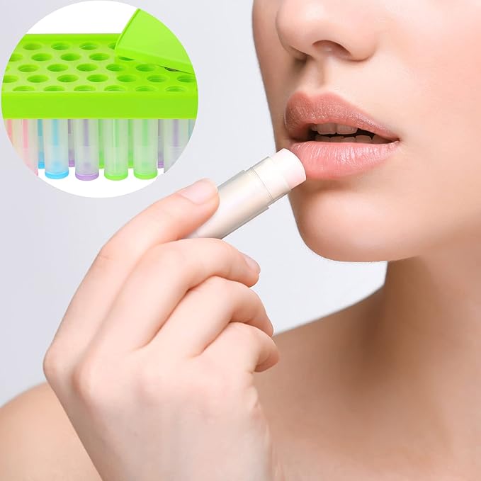Maitys 2 Sets Lip Balm Tray and Spatula Portable Lip Balm Filling Tray and Spatula Set Lip Balm Tube Holder Lip Balm Tubes Tray Lip Balm Containers Lip Gloss Making Kit(Green)-VivaGrace Women
