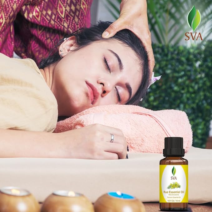 SVA Rue Essential Oil – 1/3 Fl Oz – 100% Natural Rue Oil - for Diffuser, Hair Care, Face, Skin Care, Aromatherapy, Scalp and Body Massage, Soap and Candle Making-VivaGrace Women