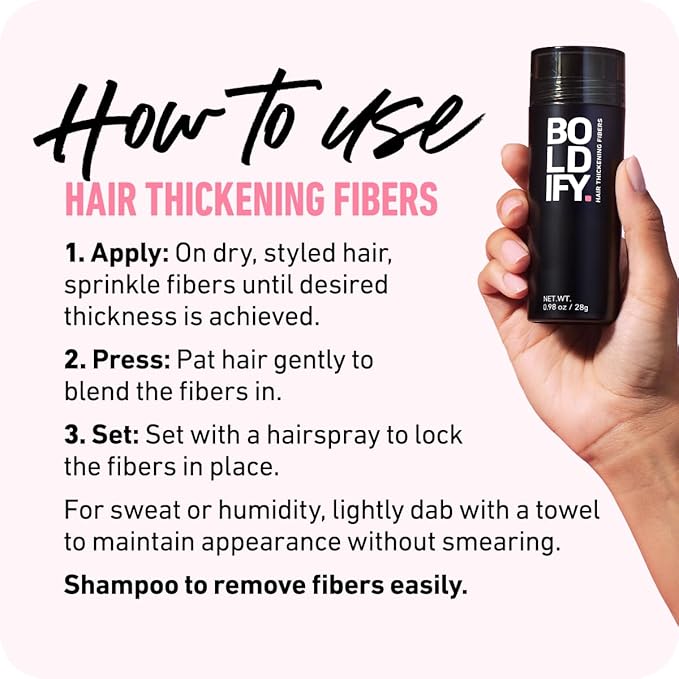 BOLDIFY Hair Fibers (56g) - Fill In Thinning and Fine Hair for an Instantly Fuller, Thicker Look - 14 Shades for Women & Men - Black-VivaGrace Women