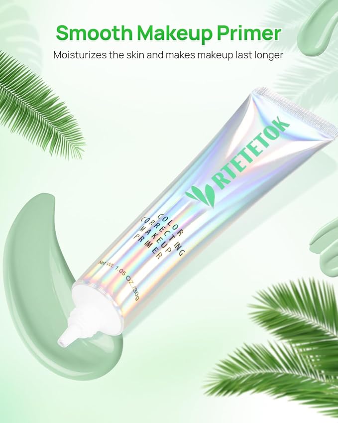 Green Primer Color Correcting for Face Before Makeup, Smoothing Primer Color Corrector for Redness, Brightening Base Makeup for Combination Skin-VivaGrace Women