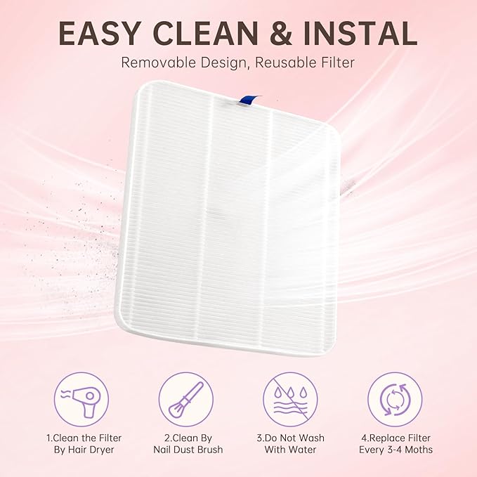 Nail Dust Collector, Rechargeable Dust Collector Nail Tech, Powerful Vacuum Fan Vent Dust Collector Extractor Dust Suction Machine for Acrylic Nails Polishing, Nail Salon&Home,Purple-VivaGrace Women