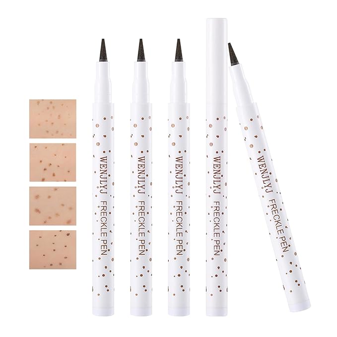 4 Colors Freckle Pen,Waterproof Freckle Makeup Pen,Lightweight Long Lasting Quick Dry Dot Spot Makeup Pen - Light Brown,Natural Coffee,Chestnut,Dark Brown-VivaGrace Women