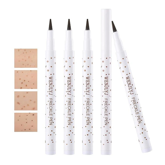 4 Colors Freckle Pen,Waterproof Freckle Makeup Pen,Lightweight Long Lasting Quick Dry Dot Spot Makeup Pen - Light Brown,Natural Coffee,Chestnut,Dark Brown-VivaGrace Women