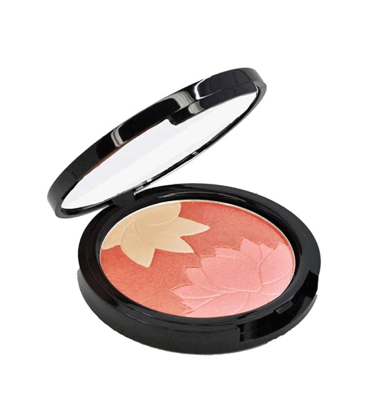 Manna Kadar Beauty - Blossom Floral Compact, Multi-functional Blush & Highlighter, 3 Shades of Pink, Coral, & Champagne for a Perfect Blend, Natural & Radiant, Use on Décolletage, Highly Pigmented-VivaGrace Women
