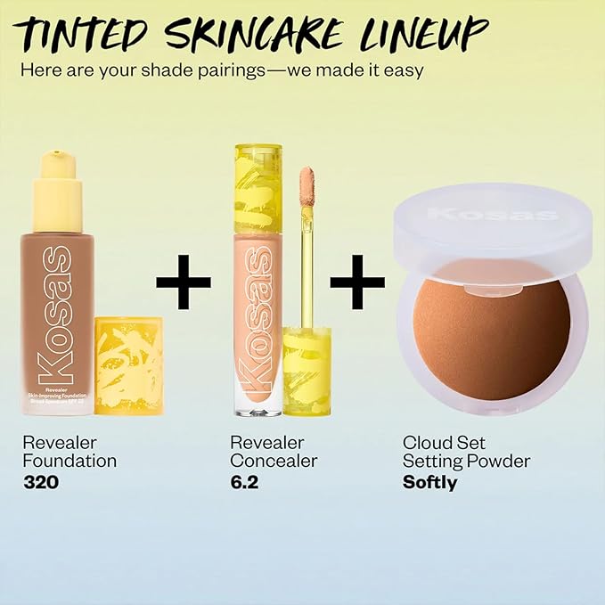 Kosas Revealer Skin-Improving Foundation with SPF 25 Protection - Hydrate, Brighten, Soothe, Plump, Protect Skin - Smoothing Texture, Natural Finish and Clean Formula - Medium Deep Neutral 320-VivaGrace Women