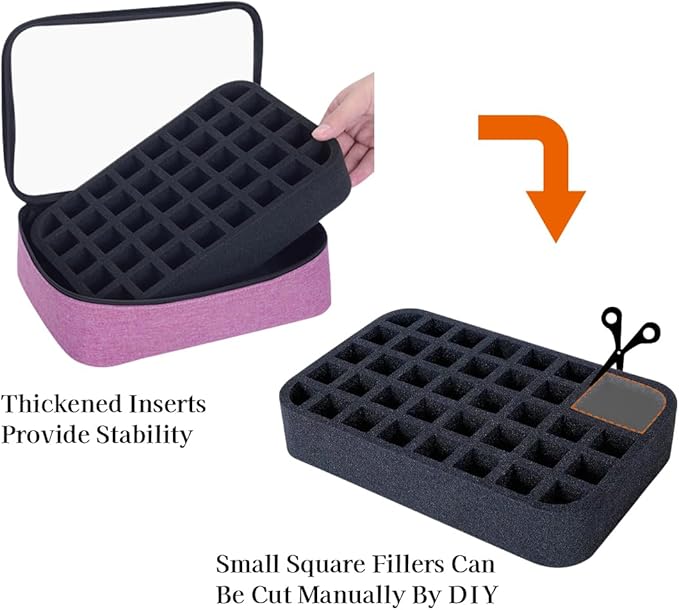 Small Clear Nail Polish Organizer Holds 40 bottles(15ml-0.5fl.oz) Nail Polish Case Multifunctional Nail Polish Bag organizer, Cosmetic Travel Makeup Bags for Women Purple