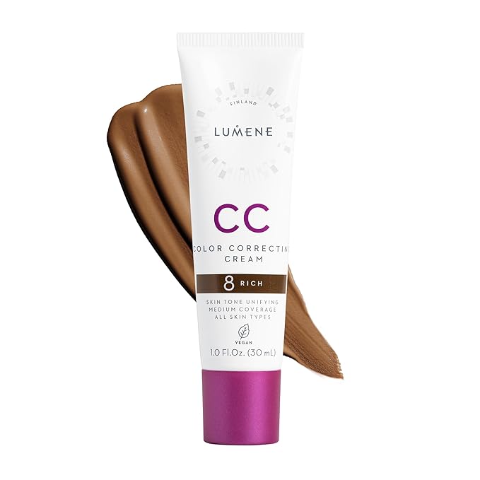 Lumene Color Correcting CC Cream - Lightweight Foundation - Medium Coverage - Redness Reducing Face Makeup for a Glowing Complexion - Vegan Formula + Suitable for All Skin Types - Rich (1 fl oz)-VivaGrace Women