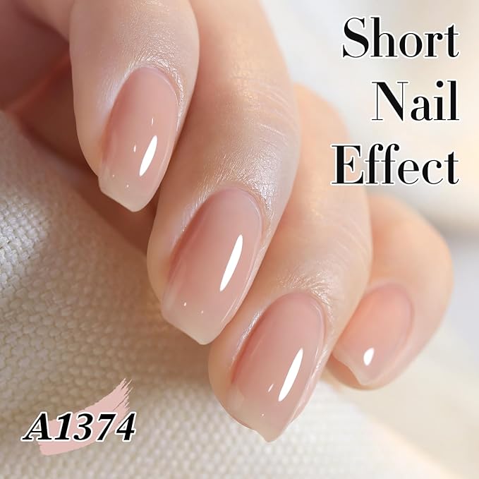 Double Rhythm Translucent Gel Polish Sheer Neutral Natural Light Milky Same Color Same Bottle 15ML Jelly Polish Art DIY at Home (Milky Pink -A1374)-VivaGrace Women