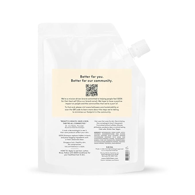 SEEN Shampoo Eco-Refill -Non-Comedogenic & Sulfate-Free Hair Shampoo- Dermatologist-Developed - Safe for Sensitive, Eczema & Acne Prone Skin-VivaGrace Women