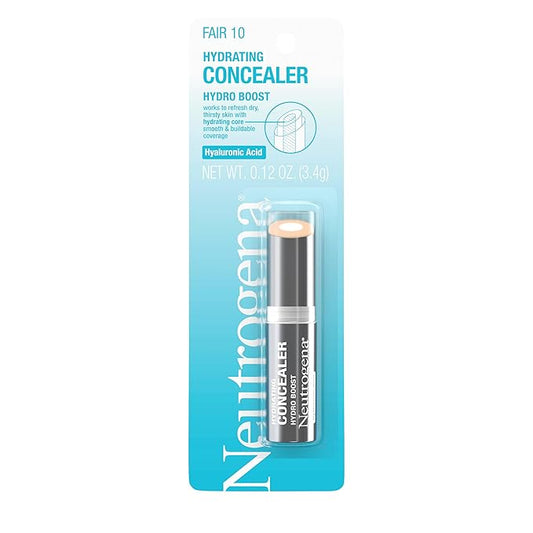 Neutrogena Hydro Boost Hydrating Concealer Stick for Dry Skin, Oil-Free, Lightweight, Non-Greasy and Non-Comedogenic Cover-Up Makeup with Hyaluronic Acid, 10/Fair, 0.12 Oz-VivaGrace Women