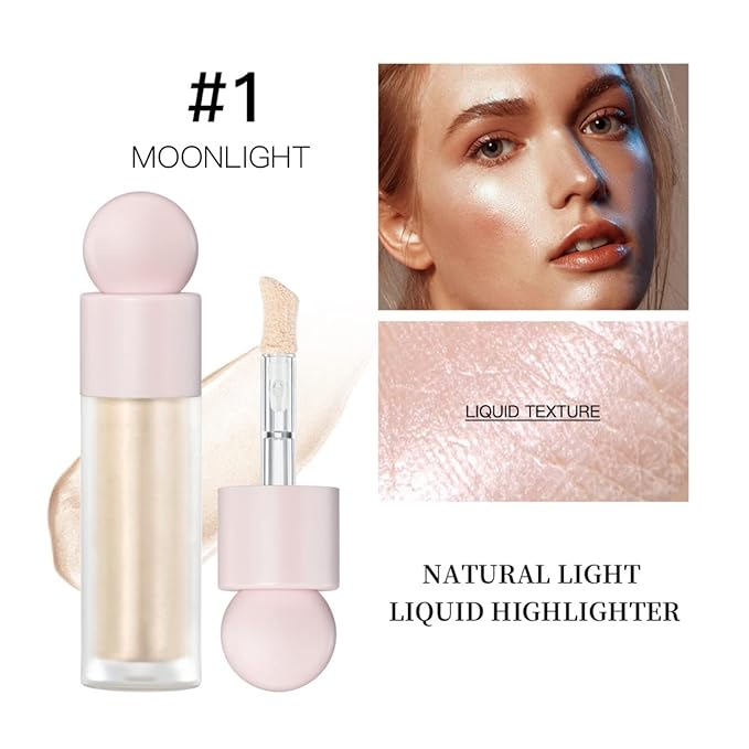 Liquid Highlighter Natural Glow For Face & Body, Waterproof Moisturizing Light Liquid Luminizer For Long Lasting Shimmer, Contour Highlighter Stick Easy to Apply with Cushion Applicator-VivaGrace Women