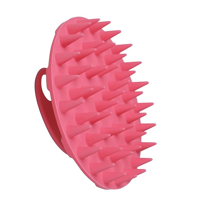 INNERNEED Scalp Massager Shampoo Brush, Wet & Dry Manual Scalp Care Head Scrubber Hair Washing, Soft Silicone Bristles, for Hair Growth, Dandruff Removal, Comfortable for All Hair Types (Pink)-VivaGrace Women