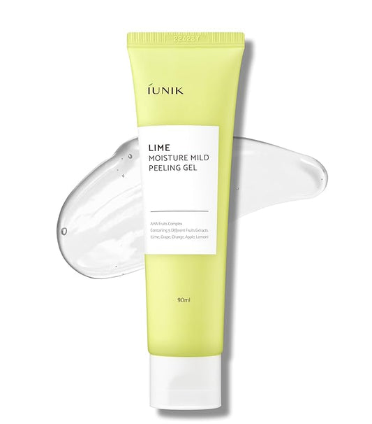 IUNIK Lime Moisture Mild Peeling Gel 3.04 Fl Oz - Gentle Exfoliating Deep Cleansing Glowing - Smooth with AHA & Fruits Complex - Control Sebum Clear Dead Skin Cells Blackheads Pore-Minimizing Vegan