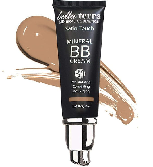 Bellaterra Cosmetics Mineral BB Cream - Tinted Moisturizer & Foundation, Hypoallergenic, Buildable Coverage, Oil-Free, Non-Comedogenic, Vegan, 1.69oz, Medium Tan 105-VivaGrace Women