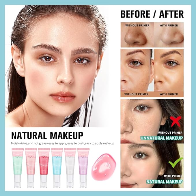 AKARY Gel-Based & Hydrating Face Primer For Smoothing Skin & Gripping Makeup With Hyaluronic Acid, Long-Wear Foundation Face Primer for Oil Control, Pores Fine Lines Minimizer, 0.81 Fl Oz, 01 Clear-VivaGrace Women