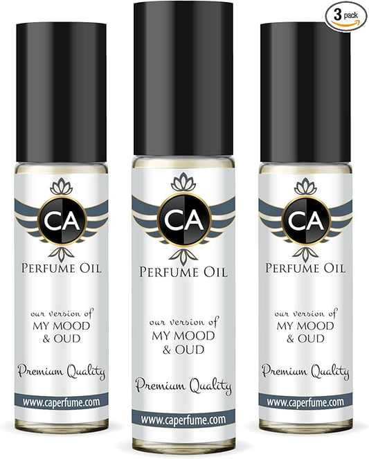CA Perfume Impression of My Mood & Oud For Women & Men Fragrance Body Oil Roll-On 0.3 Fl Oz-X3-VivaGrace Women