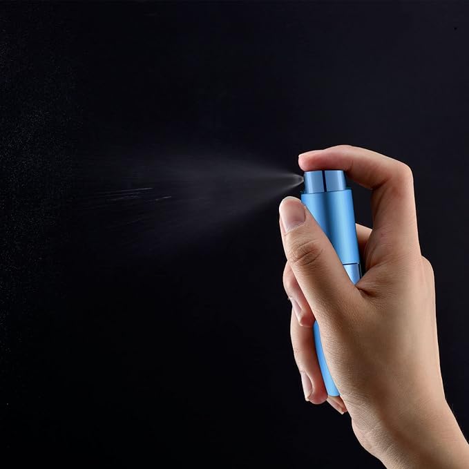 2 PCS/8ml Portable Mini Perfume Atomizer bottles, Empty Refillable Spray Bottle with 3 Types of Refill Tools, Pocket Travel Perfume Sample Bottles(Blue)-VivaGrace Women