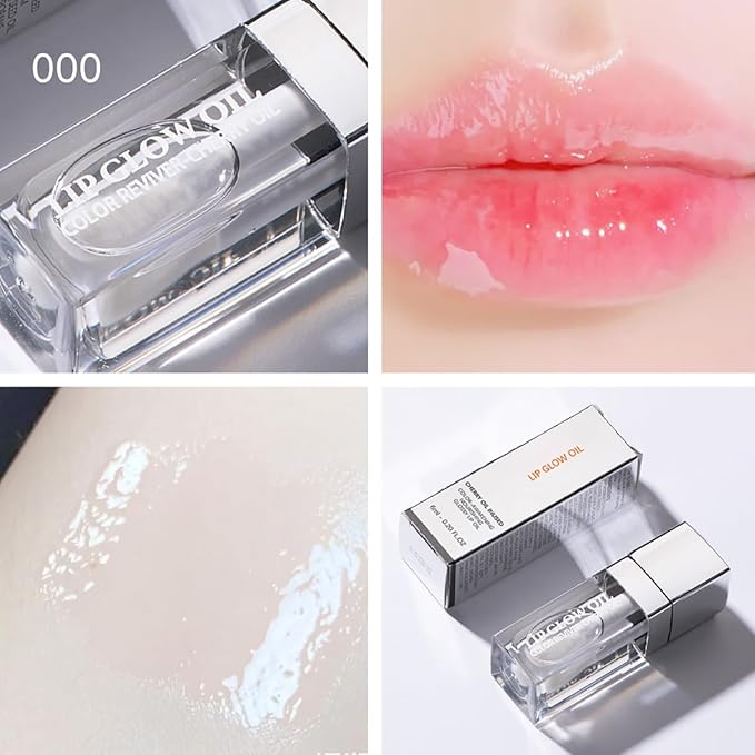 Hydrating Lip Glow Oil Moisturizing Plumping Lip Tint Lip Gloss Transparent Lip Balm Long Lasting Nourishing Repairing Lightening Lip Lines (000# CLEAR)-VivaGrace Women