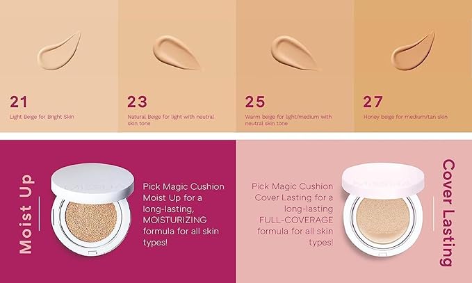 MISSHA Magic Cushion Foundation No.21 Light Beige for Bright Skin - Flawless Coverage,Dewy Finish,Easy Application for All Skin Types-VivaGrace Women