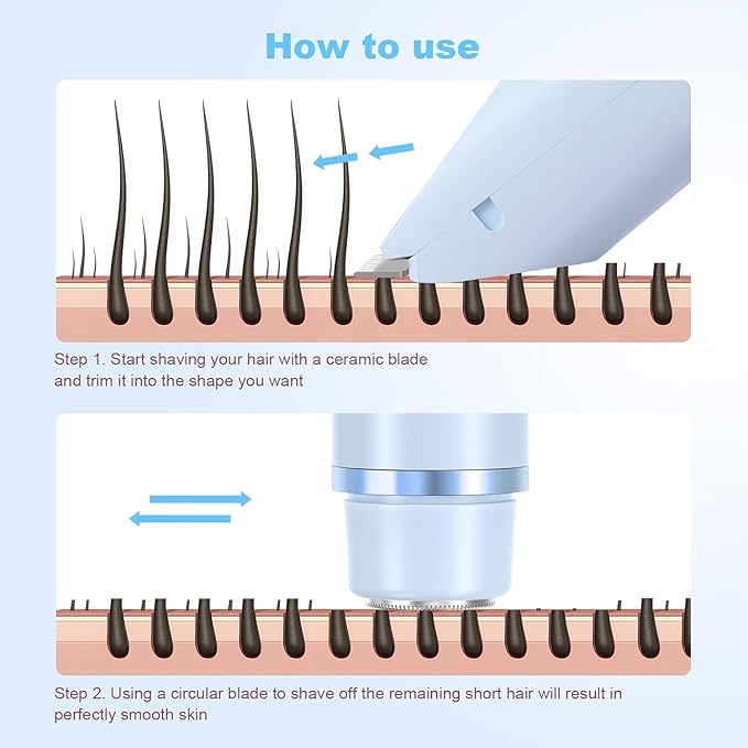 Bikini Trimmer for Women,Dermave Bikini Shaver,2-in-1 Electric Trimmer for Women(Light Blue)-VivaGrace Women