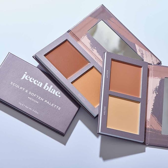 Jecca Blac Sculpt and Soften Contour Palette, Creamy Formula with Natural Finish, Medium Coverage, Gender Neutral and LGBTIQA+ Inclusive Make Up, Medium, 12g-VivaGrace Women