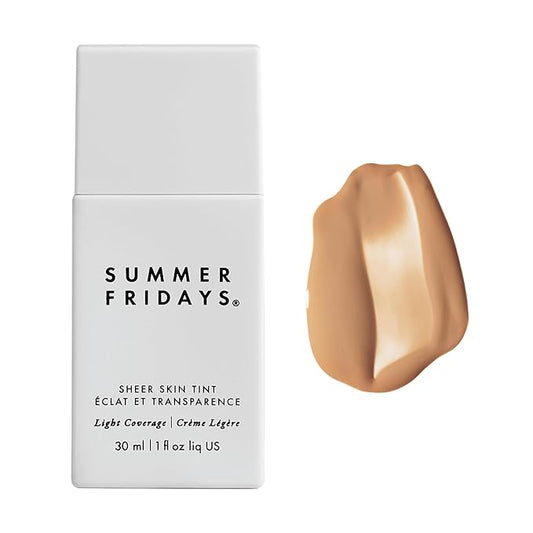 Summer Fridays Sheer Skin Tint - Tinted Moisturizer with Hyaluronic Acid - Helps Diminish Uneven Skin Tone - Sheer to Light Coverage - Shade 4.5 - Medium with Cool Peach Undertones (1 Fl Oz)-VivaGrace Women