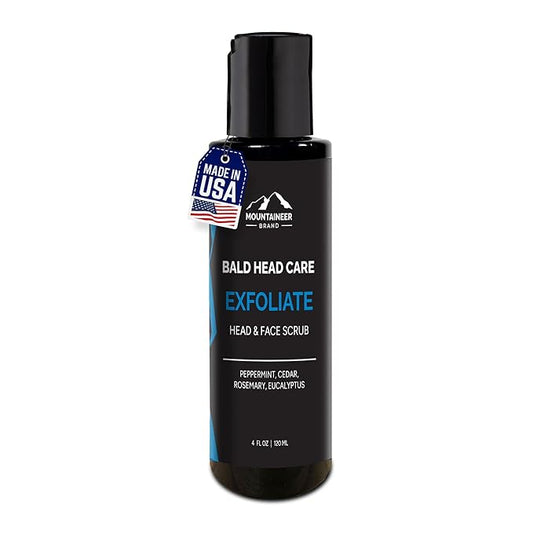 Mountaineer Brand Bald Head Care For Men | Exfoliate Head/Face Scrub | All Natural Exfoliating Scalp | Daily Grooming Head and Face Care Wash for Sensitive Skin | Refreshing Natural Scent 4oz-VivaGrace Women