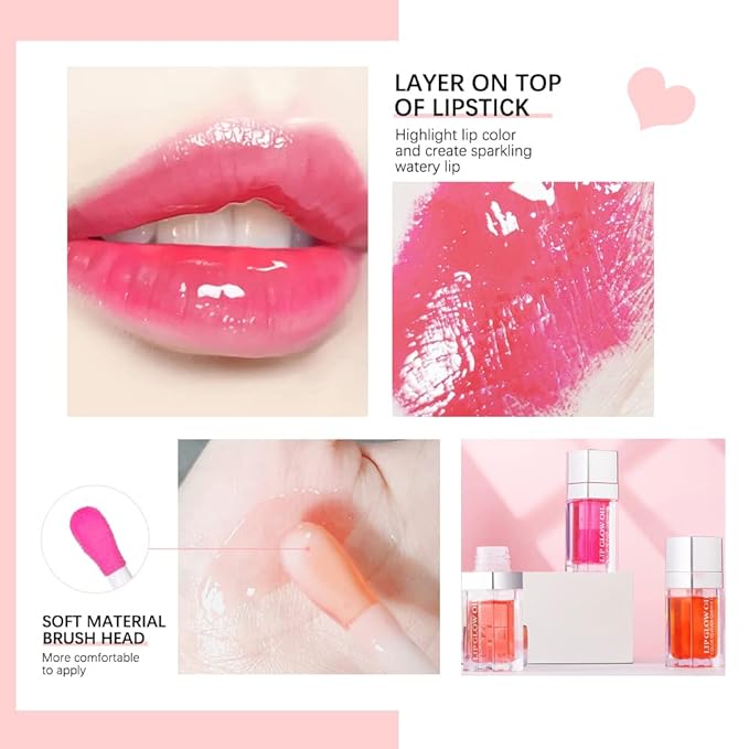 Plumping Lip Oil, Long Lasting Hydrating Lip Gloss Tinted Lip Balm Non-sticky Revitalizing, Tinting Lip Care Oil for Dry Lip (RASPBERRY)-VivaGrace Women