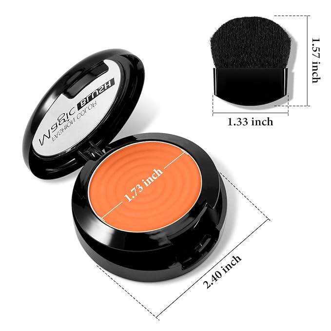 Boobeen Soft Blend Powder Blush for Cheeks, Buildable Color Matte Smooth Blush Palette Compact Blush Powder Makeup, Long-lasting Flush Color, with Mirror and Brush-VivaGrace Women