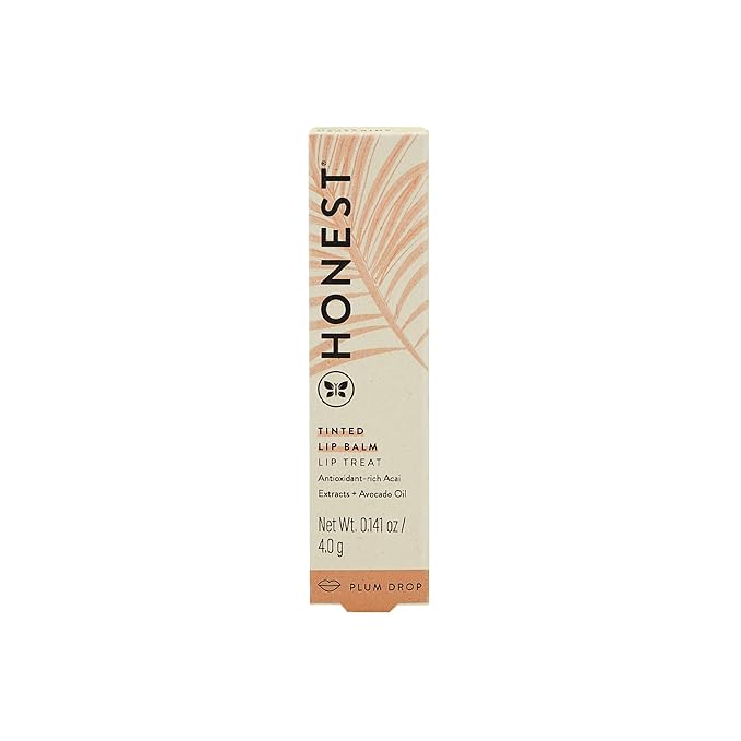 Honest Beauty Tinted Lip Balm | Antioxidant-rich Acai Extracts + Avocado Oil | EWG Certified, Vegan, Cruelty Free | Plum Drop-VivaGrace Women