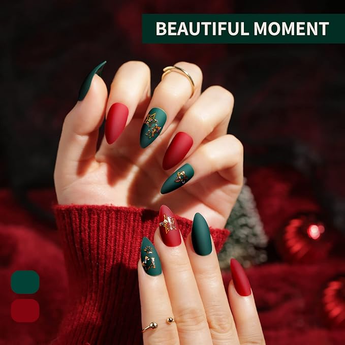 Teenitor Almond Press On Nails, 12 Color Press On Nails Almond, 288Pcs Matte Press On Almond Nails Glue On Nails Almond Shape Press On Nails Medium Length Almond Fake Nails