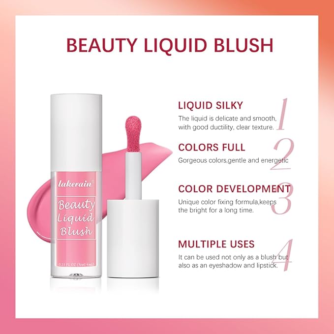 Liquid Blush for Cheeks Makeup Face Blush, Weightless Cream Formula, Smudge Proof Long-Wearing Pigmented Blush, Natural Look Makeup Face Blushes, Shimmer Finish, Dainty - 02# Bronze blast-VivaGrace Women
