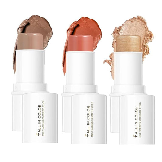 MEICOLY Makeup Sticks Kit, Contour Stick,Blush Stick, Highlight Stick,Facial Repair Bronzer Shading Stick, Cruelty Free Multi Stick Trio Cream Face Blush for Cheeks Lip Eye,02-VivaGrace Women