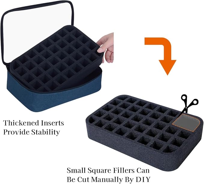 Small Clear Nail Polish Organizer Holds 40 bottles(15ml-0.5fl.oz) Nail Polish Case Multifunctional Nail Polish Bag organizer, Cosmetic Travel Makeup Bags for Women Blue