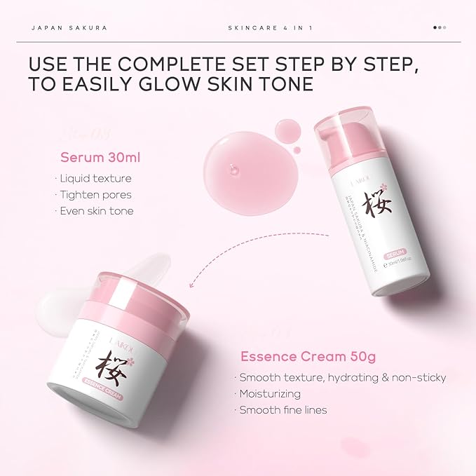 Skin Care, Skin Care Set, Hydrating Smooth Fine Lines Even Skin Tone Skin Care Kit with Cleansing Mousse, Toner, Serum, Essence Cream for Women Teen Girls Birthday Mother's Day Christmas 4pcs-VivaGrace Women