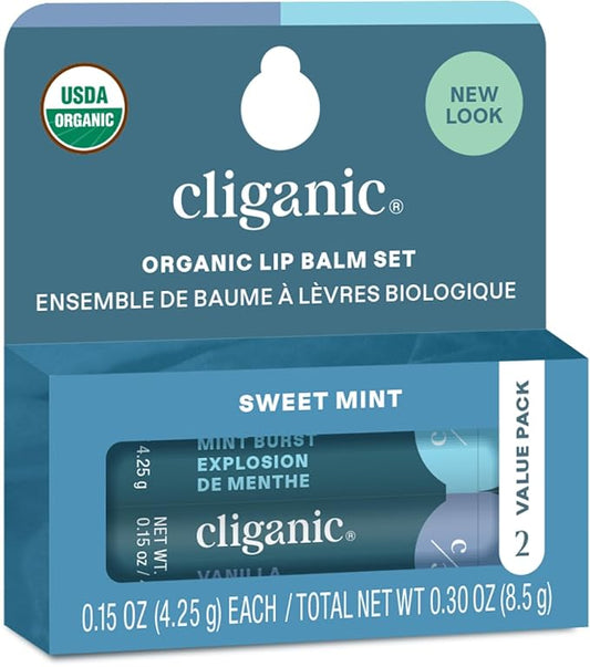 Cliganic Organic Lip Balm 2 pack -Sweet Mint-VivaGrace Women