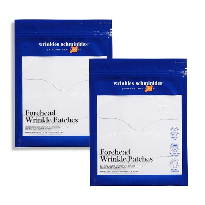 Wrinkles Schminkles Forehead Wrinkle Patches, 4-Pack, Reusable Hypoallergenic Silicone Smoothing Pads for Reducing Frown Lines & Face Lift Overnight-VivaGrace Women