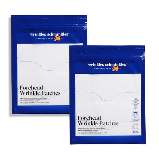 Wrinkles Schminkles Forehead Wrinkle Patches, 4-Pack, Reusable Hypoallergenic Silicone Smoothing Pads for Reducing Frown Lines & Face Lift Overnight-VivaGrace Women
