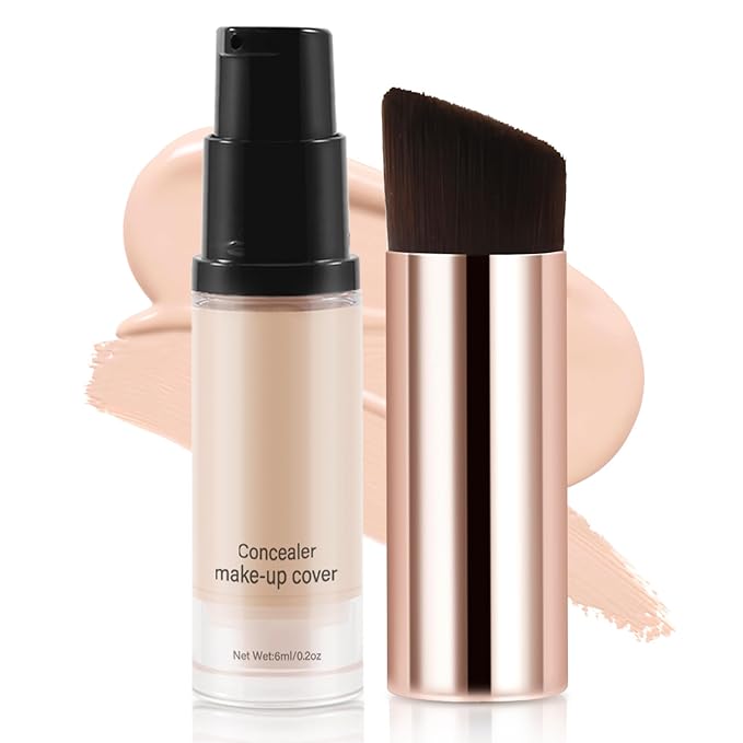 2pcs Liquid Concealer Set with Brush,Full Cover,Concealer Wand with Matte Finish,Corrects，Covers，Long Wear Up to 24hr-VivaGrace Women