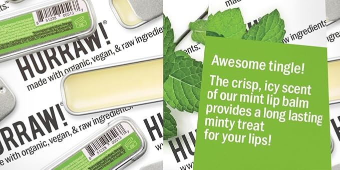 Hurraw! Coconut, Mint, Vanilla Lip Balm Slim Slider Tins, 3 Pack Bundle: Organic, Certified Vegan, Cruelty and Gluten Free. Non-GMO, All Natural Ingredients. Bee, Shea, Soy and Palm Free. Made in USA-VivaGrace Women