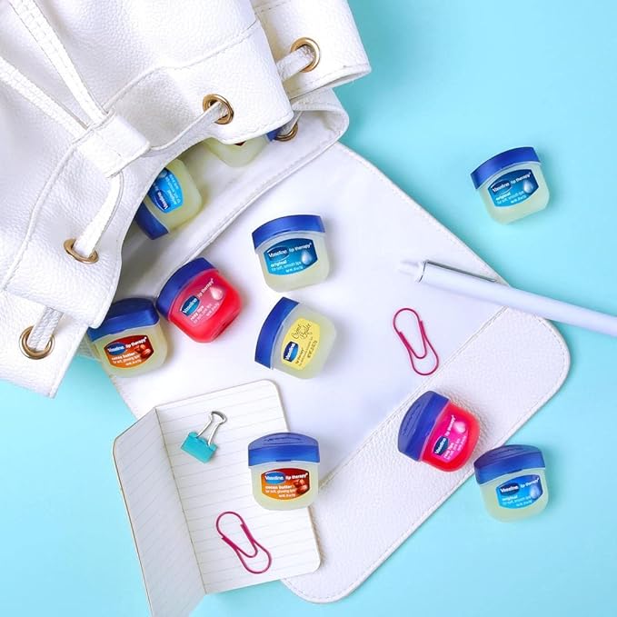 Vaseline Lip Therapy Rosy Lips Mini, Pure Petroleum Jelly, Advanced Moisture, Light Rose Fragrance, Sheer Pink Tint on Lips, Mini Vaseline Petroleum Jelly, Soft Vaseline Lips (Pack of 6-0.25 Oz Ea)-VivaGrace Women