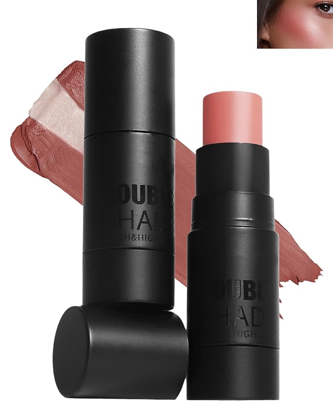 Cream Blush Stick Makeup for Cheeks, Multi Blush & Highlighter Contour Stick, Long Lasting Waterproof Creme Blush Bronzer Stick, Lightweight Matte and Dewy Finish, Face Shaping Makeup for Women-03-VivaGrace Women