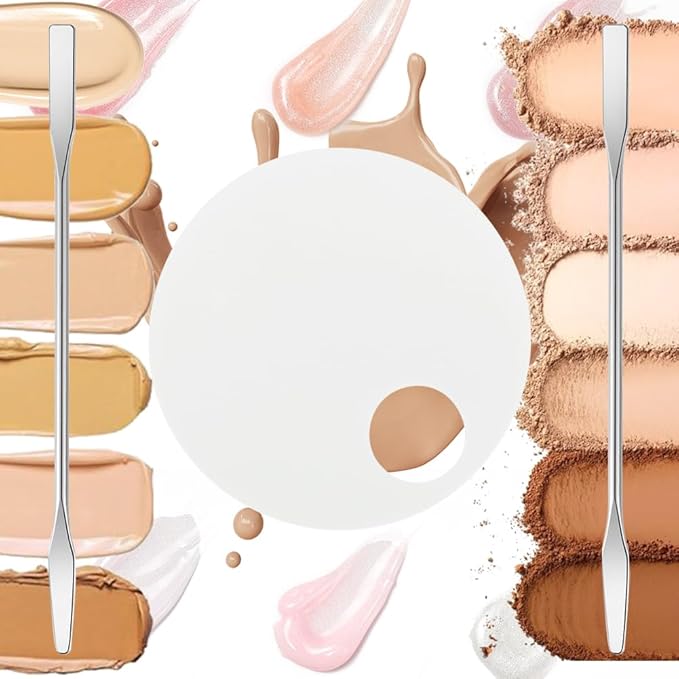 3 Pack Nail Art Palette with 3 Pcs Spatula Makeup Tray Foundation Mixing Palette Professional Cosmetic Stiring Tools for Women and Girls Liquid Foundation Lipstick Concealer-VivaGrace Women