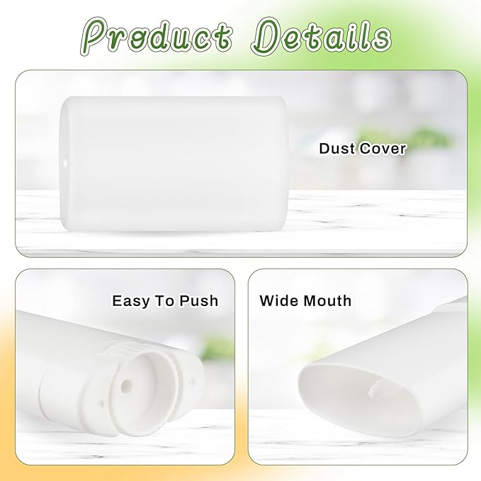 30 Pieces 15g/0.5oz White Oval Plastic Lip Balm Tubes,Empty Deodorant Bottles,Twist-Up Chap Stick Storage Containers for DIY Homemade Sunscreen Bar,Moisturizing Stick,Crayon-VivaGrace Women
