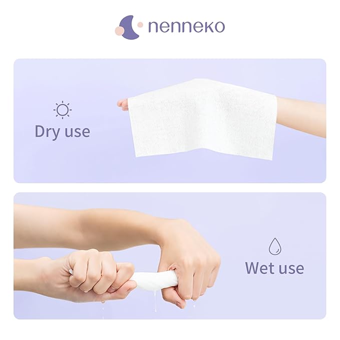 Disposable Face Towel XL Facial Wipes - Organic Vegan Biodegradable Face Towels，Ultra Soft Thick Wash Cloths for Adults and Baby, 100% Cotton Dry Wipes for Washing and Drying-VivaGrace Women