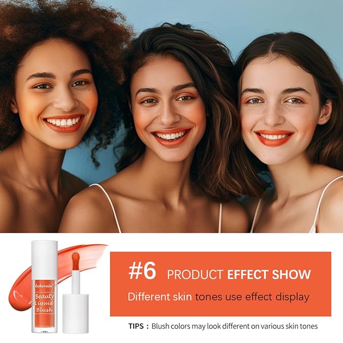 Liquid Blush for Cheeks Makeup Face Blush, Weightless Cream Formula, Smudge Proof Long-Wearing Pigmented Blush, Natural Look Makeup Face Blushes, Shimmer Finish, Dainty - 06# Vibrant orange-VivaGrace Women